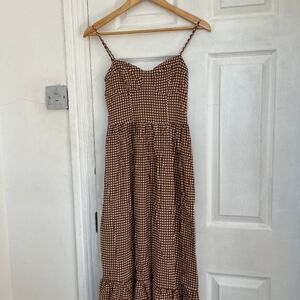 ASOS size 8 brown gingham midi dress